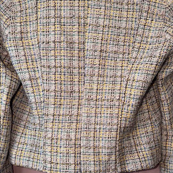 Tweed Blazer Jacket Gold Button Textured Structured Spring Chic - Picture 9 of 9